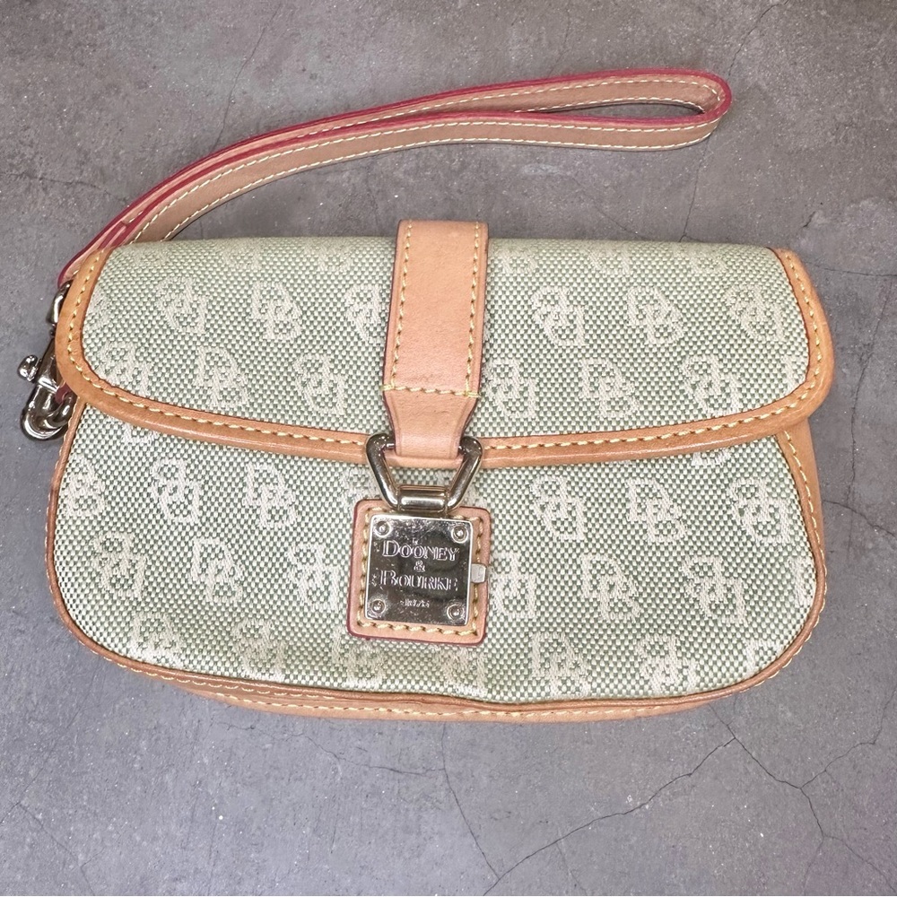 Dooney & Bourke Green Canvas Signature Wristlet